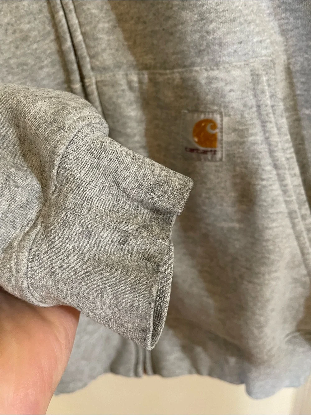 Carhartt Light Gray Vintage Zip Hoodie with Orchard Logo Medium